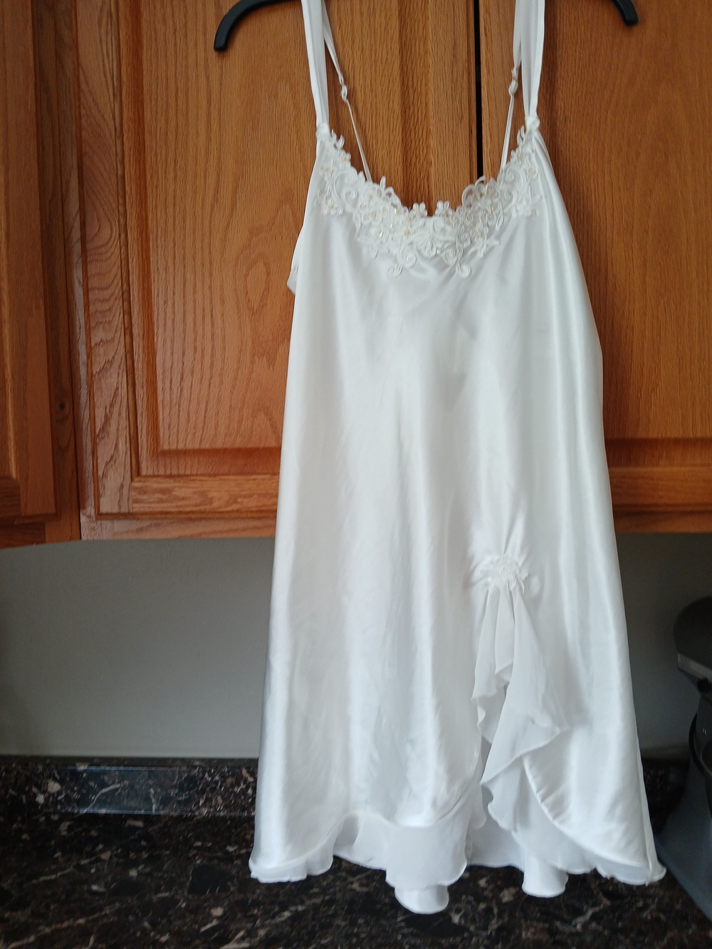 Linea Donatella White Satin Lace-Trim Slip